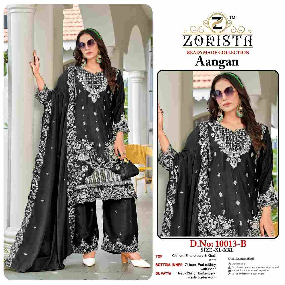 Aangan By Zorista 10013-A To 10013-D Series Designer Pakistani Suits Beautiful Fancy Stylish Colorful Party Wear & Occasional Wear Chinnon With Embroidery Dresses At Wholesale Price