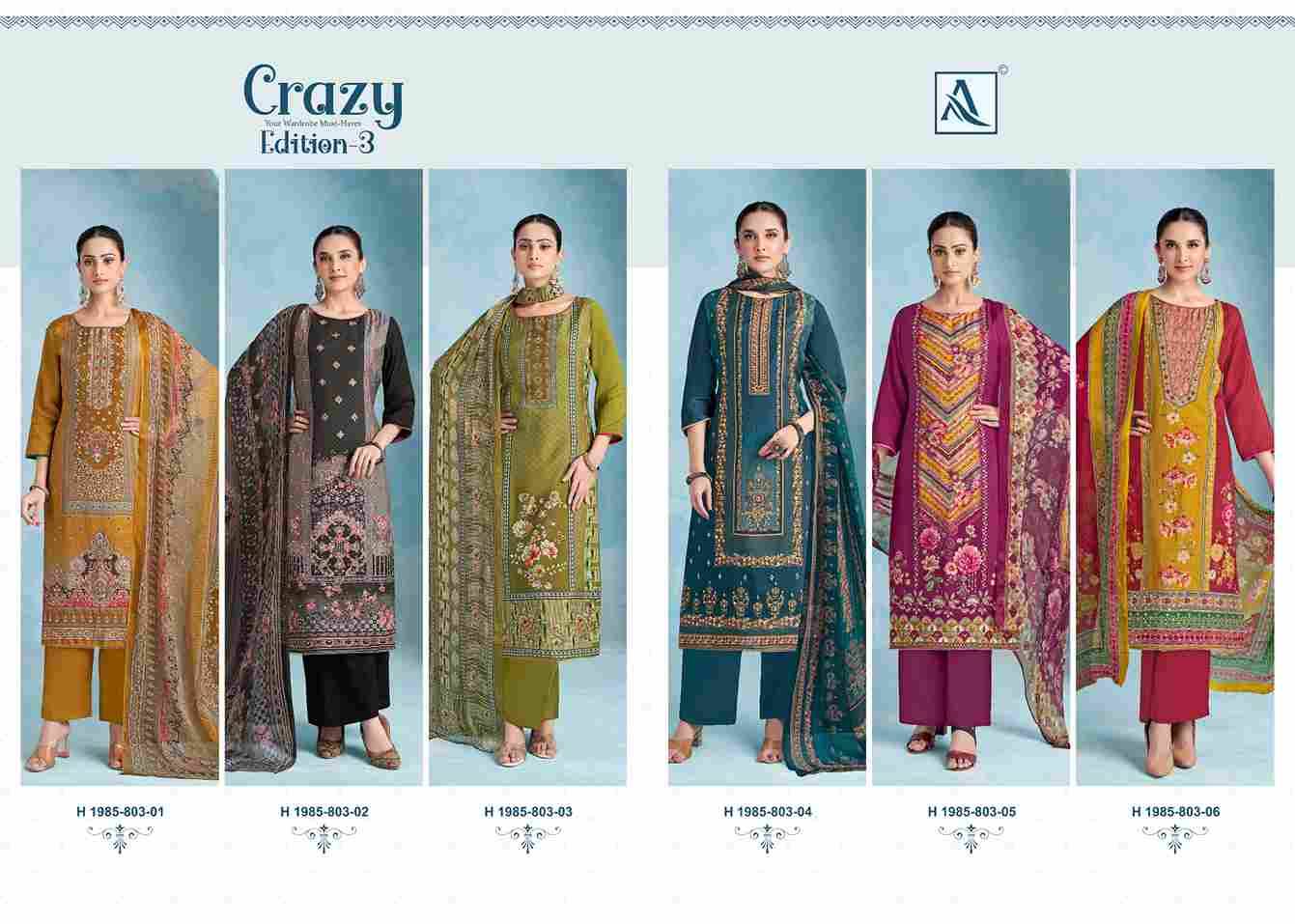 Crazy Vol-3 By Alok Suit 1985-803-01 To 1985-803-06 Series Beautiful Festive Suits Stylish Fancy Colorful Casual Wear & Ethnic Wear Pure Viscose Muslin Print Dresses At Wholesale Price