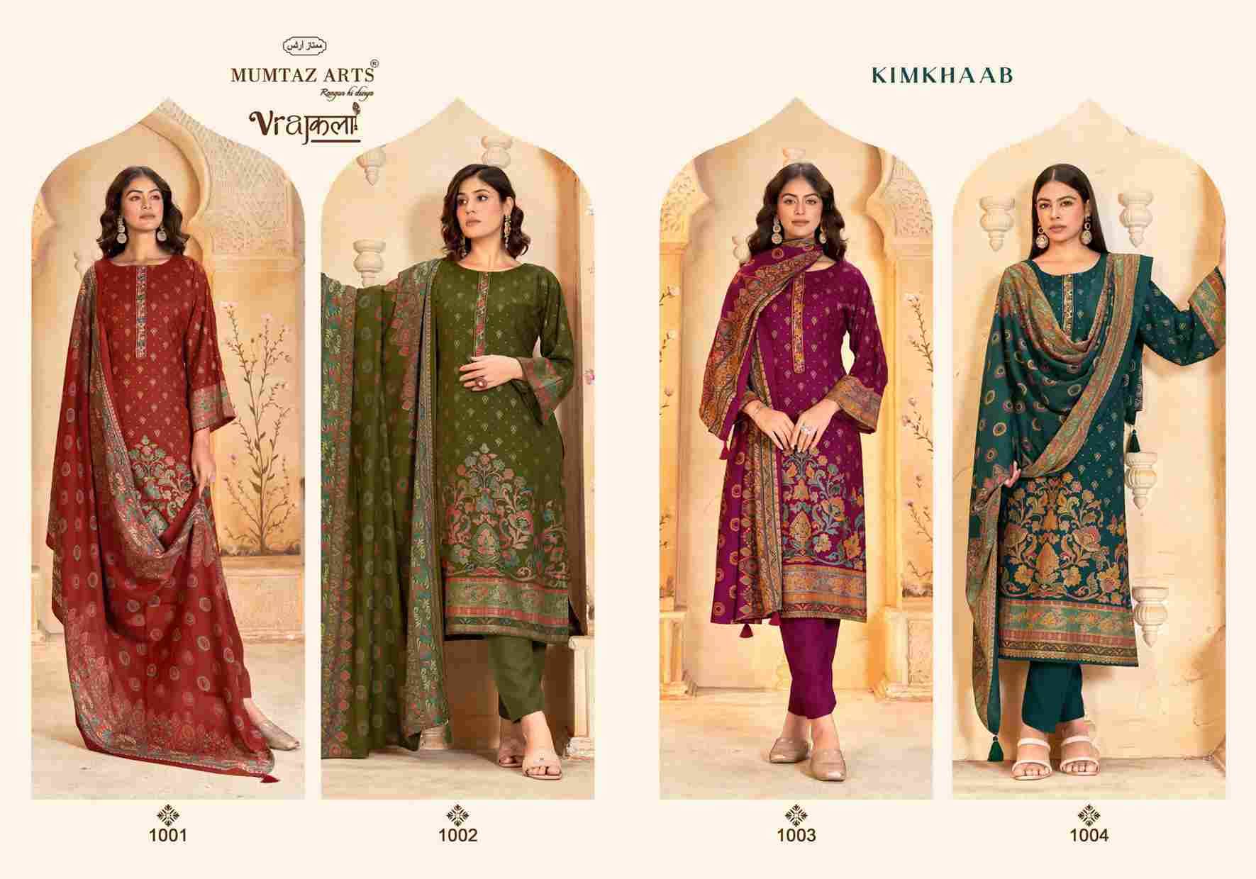 Kimkhaab By Mumtaz Arts 1001 To 1004 Series Beautiful Festive Suits Stylish Fancy Colorful Casual Wear & Ethnic Wear Pure Viscose Pashmina Print Dresses At Wholesale Price