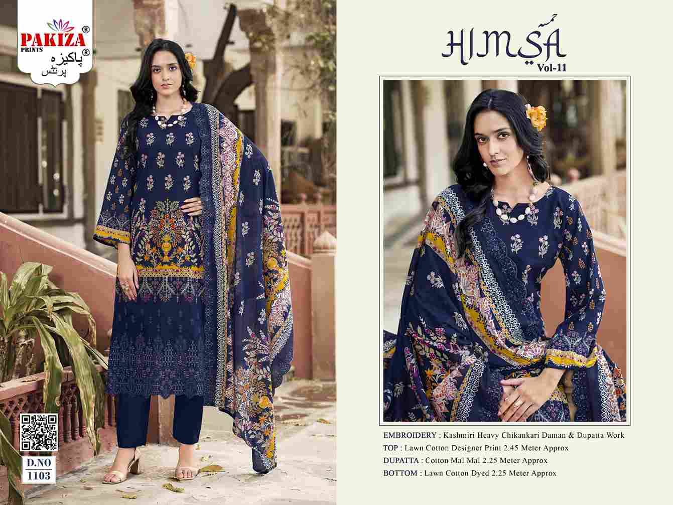 Himsa Vol-11 By Pakiza Prints 1101 To 1110 Series Beautiful Festive Suits Stylish Fancy Colorful Party Wear & Occasional Wear Lawn Cotton Dresses At Wholesale Price