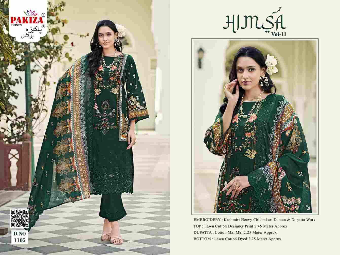 Himsa Vol-11 By Pakiza Prints 1101 To 1110 Series Beautiful Festive Suits Stylish Fancy Colorful Party Wear & Occasional Wear Lawn Cotton Dresses At Wholesale Price