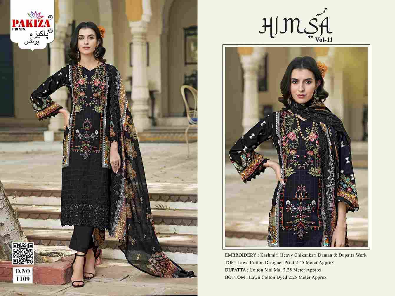Himsa Vol-11 By Pakiza Prints 1101 To 1110 Series Beautiful Festive Suits Stylish Fancy Colorful Party Wear & Occasional Wear Lawn Cotton Dresses At Wholesale Price