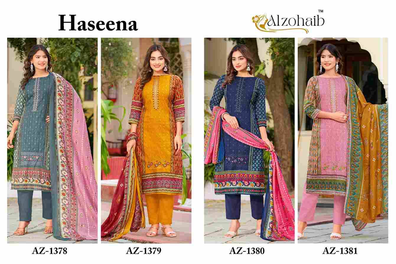 Haseena By Alzohaib 1378 To 1381 Series Beautiful Pakistani Suits Stylish Fancy Colorful Party Wear & Occasional Wear Pure Cotton Print Dresses At Wholesale Price