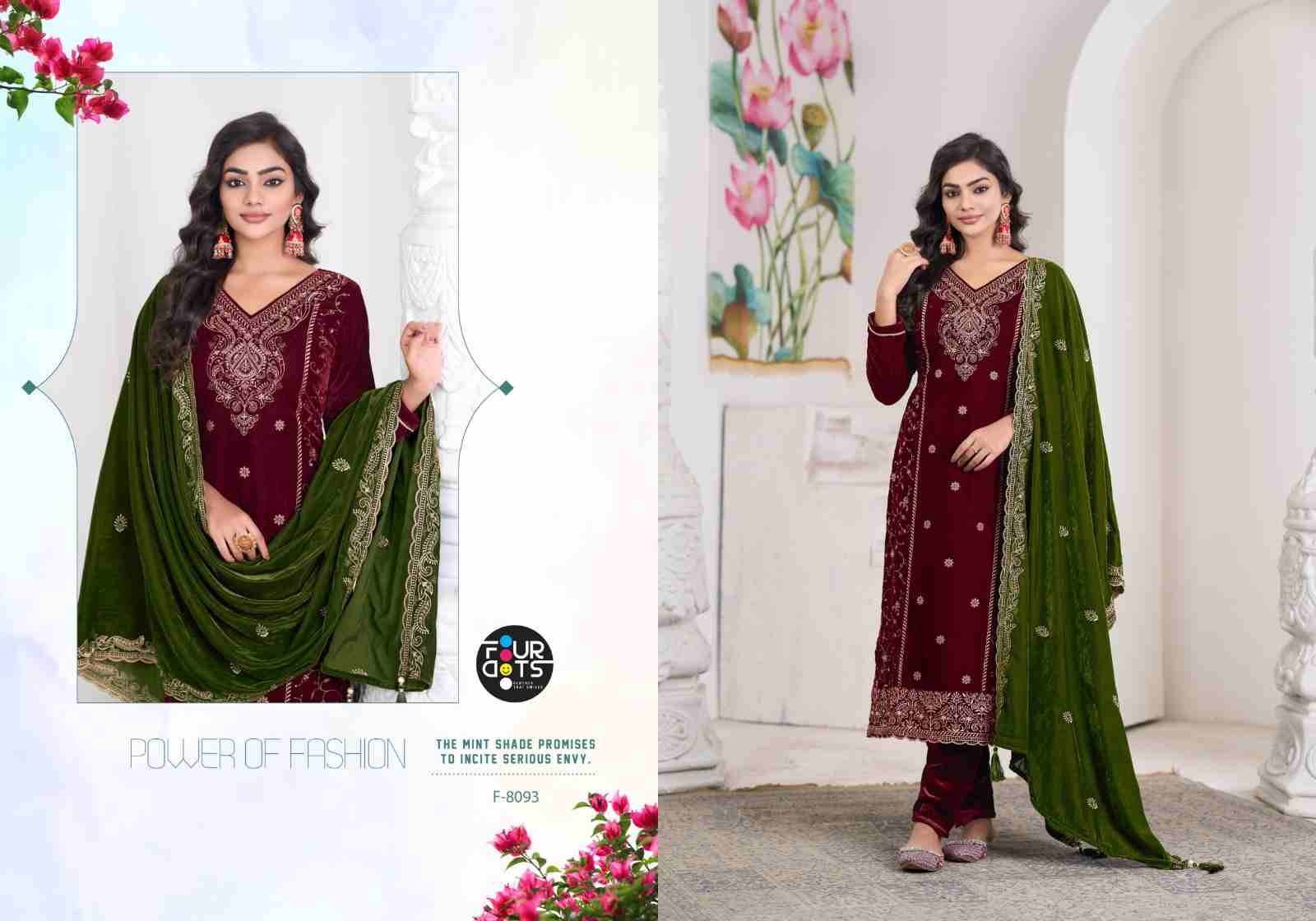 Livia By Four Dots 8091 To 8094 Series Designer Stylish Fancy Colorful Beautiful Party Wear & Ethnic Wear Collection Premium Velvet Dresses At Wholesale Price