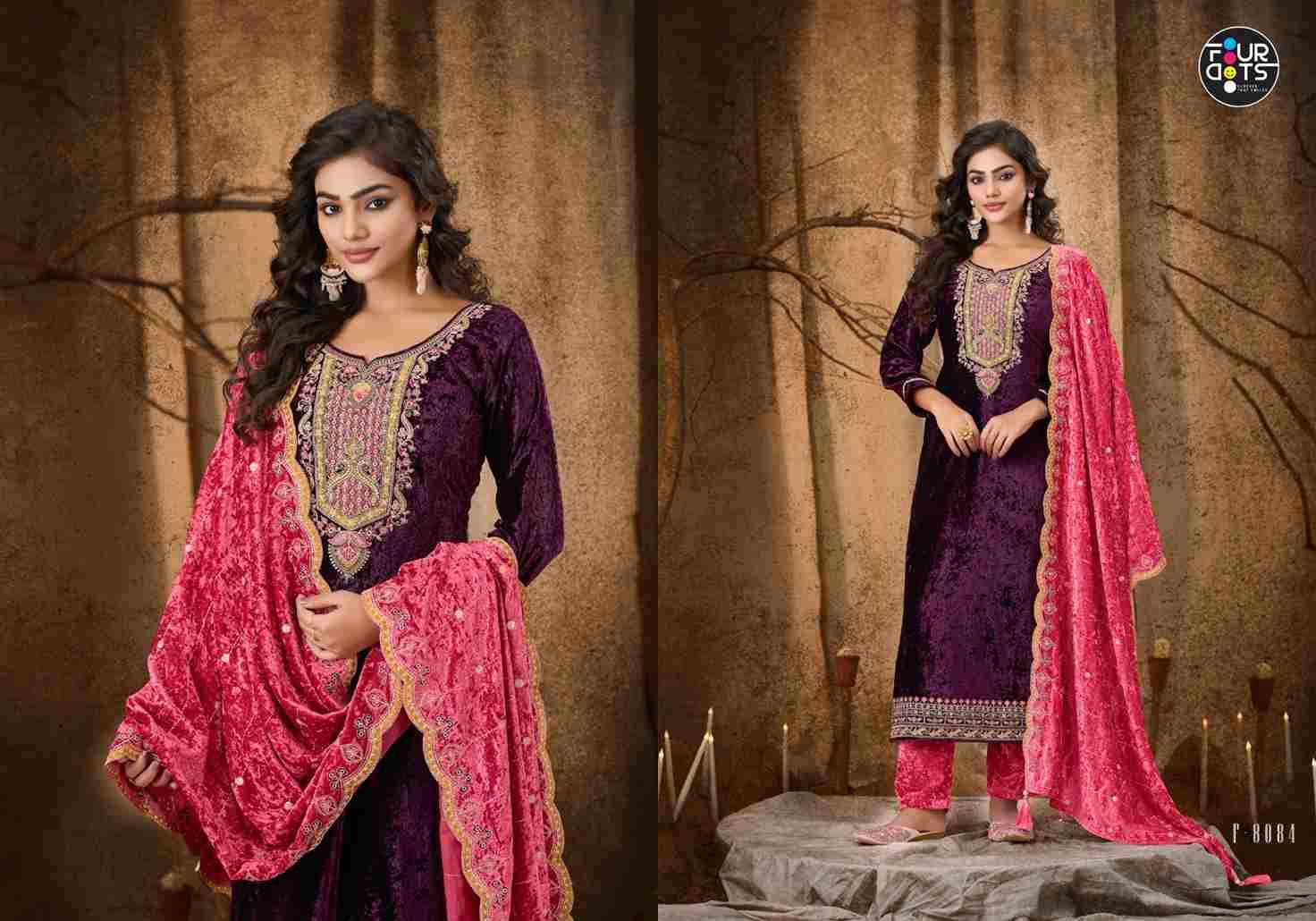Starblast By Four Dots 8081 To 8084 Series Designer Stylish Fancy Colorful Beautiful Party Wear & Ethnic Wear Collection Premium Velvet Dresses At Wholesale Price