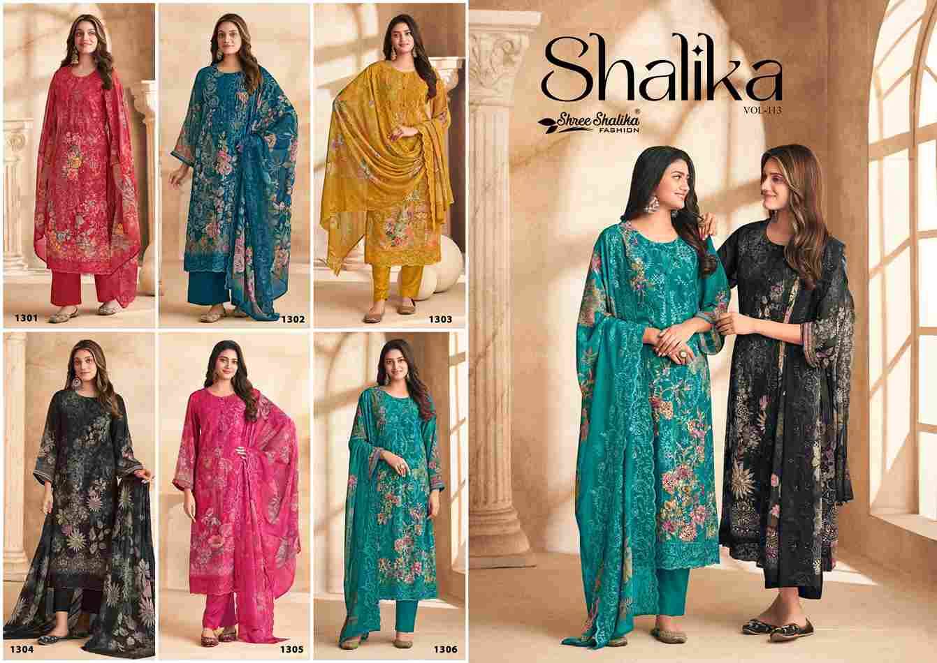 Shalika Vol-113 By Shree Shalika Fashion 1301 To 1306 Series Beautiful Stylish Festive Suits Fancy Colorful Casual Wear & Ethnic Wear & Ready To Wear Georgette Dresses At Wholesale Price