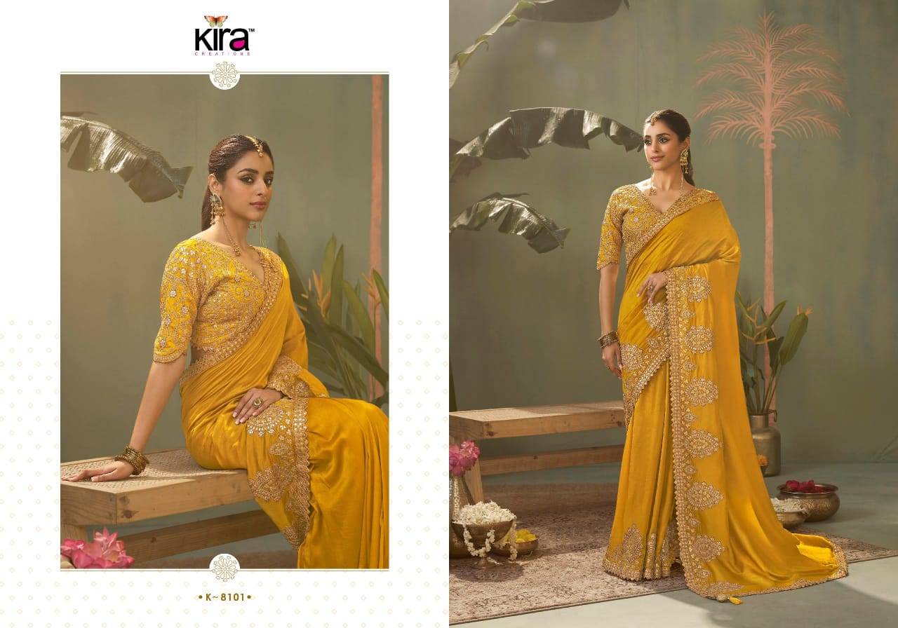 Kasva By Kira 8101 To 8106 Series Indian Traditional Wear Collection Beautiful Stylish Fancy Colorful Party Wear & Occasional Wear Bamber Silk Sarees At Wholesale Price