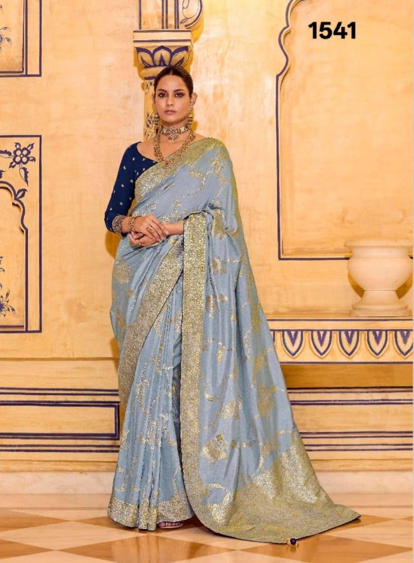 Rajmahal By Kimora Fashion 1541 To 1551 Series Indian Traditional Wear Collection Beautiful Stylish Fancy Colorful Party Wear & Occasional Wear Pure Banarasi Crepe Silk Sarees At Wholesale Price