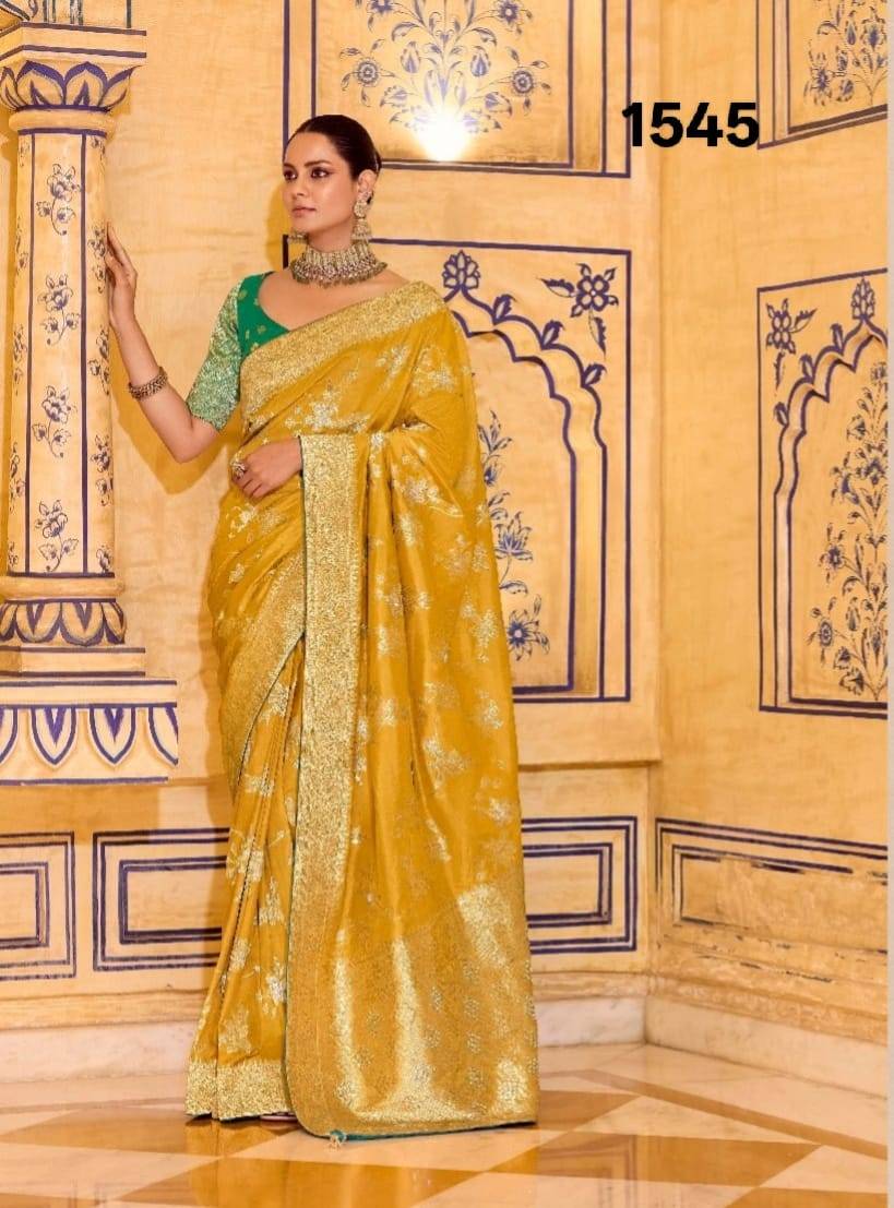 Rajmahal By Kimora Fashion 1541 To 1551 Series Indian Traditional Wear Collection Beautiful Stylish Fancy Colorful Party Wear & Occasional Wear Pure Banarasi Crepe Silk Sarees At Wholesale Price