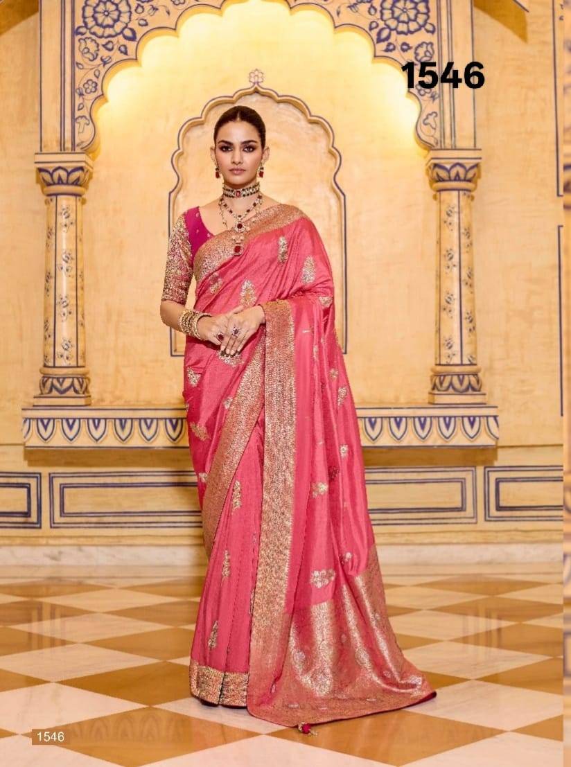 Rajmahal By Kimora Fashion 1541 To 1551 Series Indian Traditional Wear Collection Beautiful Stylish Fancy Colorful Party Wear & Occasional Wear Pure Banarasi Crepe Silk Sarees At Wholesale Price
