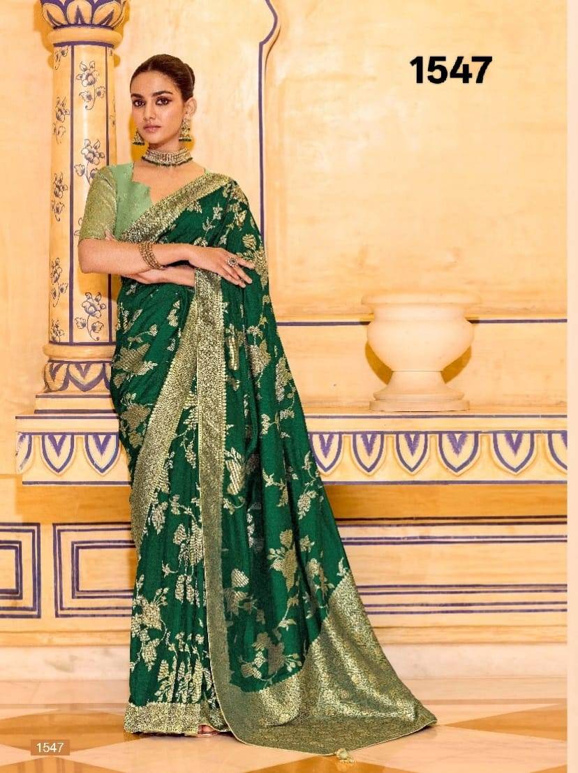 Rajmahal By Kimora Fashion 1541 To 1551 Series Indian Traditional Wear Collection Beautiful Stylish Fancy Colorful Party Wear & Occasional Wear Pure Banarasi Crepe Silk Sarees At Wholesale Price