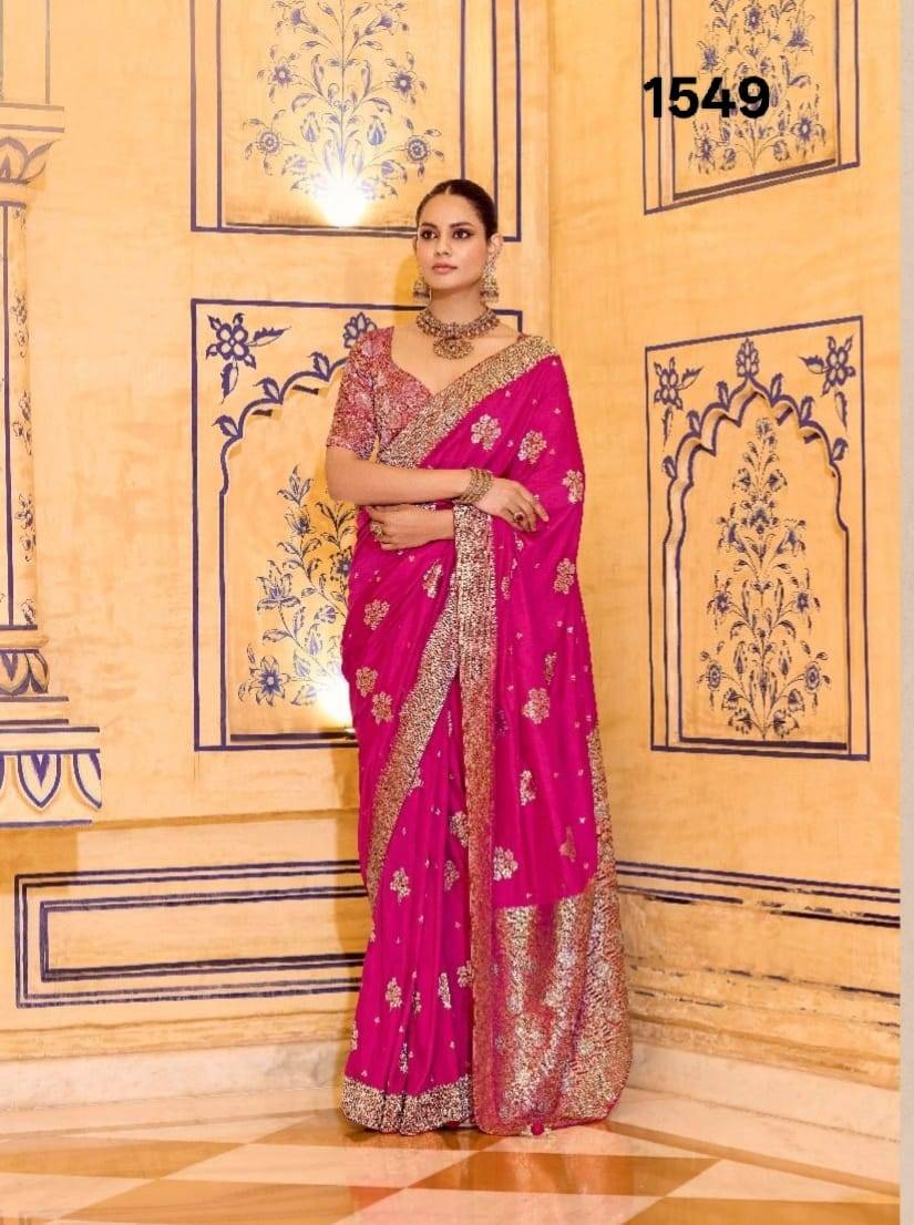 Rajmahal By Kimora Fashion 1541 To 1551 Series Indian Traditional Wear Collection Beautiful Stylish Fancy Colorful Party Wear & Occasional Wear Pure Banarasi Crepe Silk Sarees At Wholesale Price