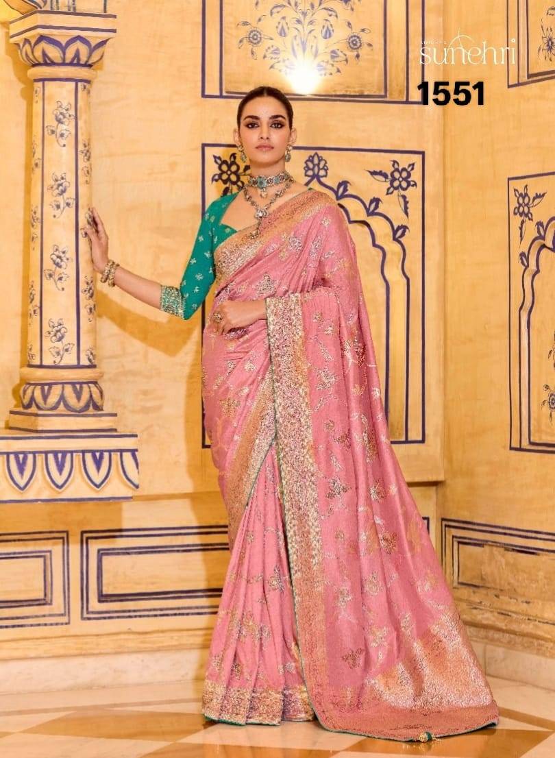Rajmahal By Kimora Fashion 1541 To 1551 Series Indian Traditional Wear Collection Beautiful Stylish Fancy Colorful Party Wear & Occasional Wear Pure Banarasi Crepe Silk Sarees At Wholesale Price