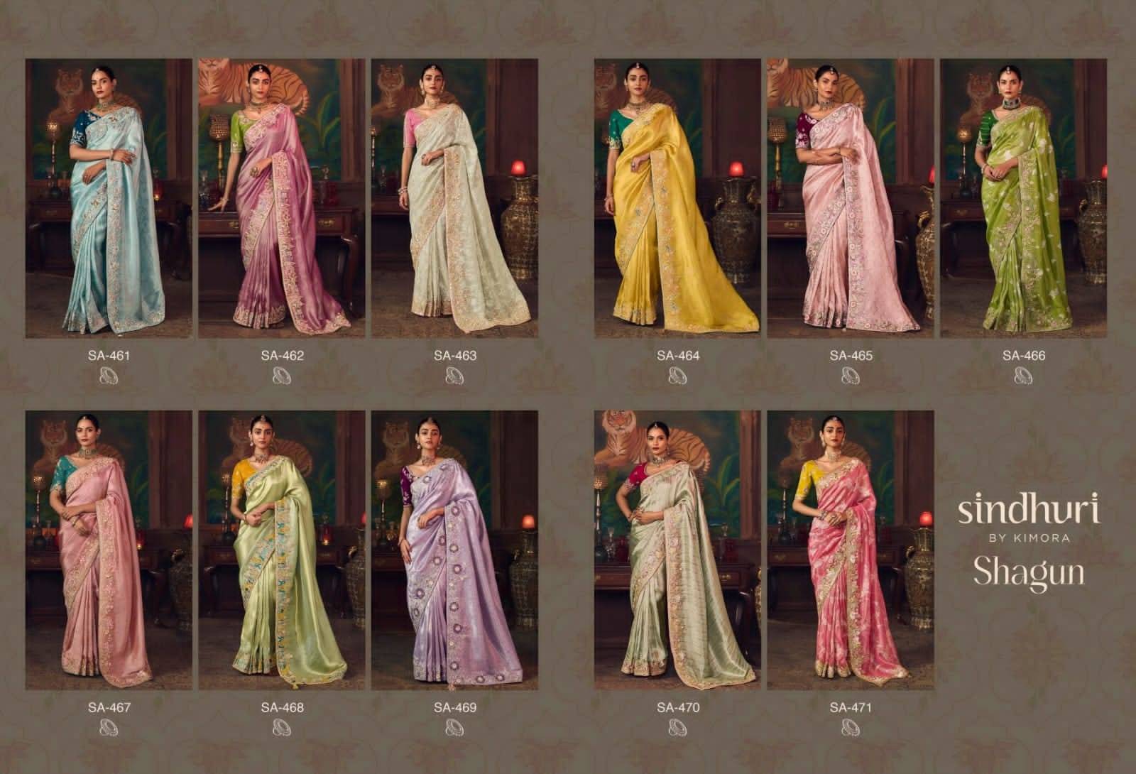 Shagun By Kimora Fashion 461 To 471 Series Indian Traditional Wear Collection Beautiful Stylish Fancy Colorful Party Wear & Occasional Wear Fancy Sarees At Wholesale Price