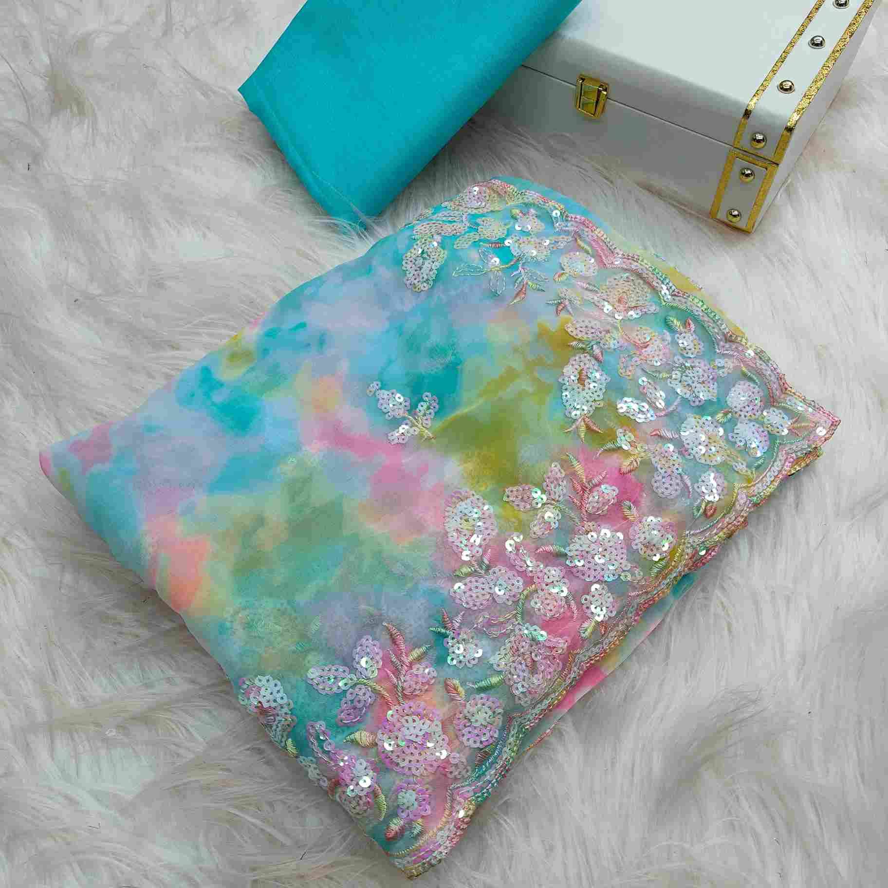 Vs-Harshi By Fashid Wholesale 01 To 03 Series Indian Traditional Wear Collection Beautiful Stylish Fancy Colorful Party Wear & Occasional Wear Chiffon Georgette Sarees At Wholesale Price