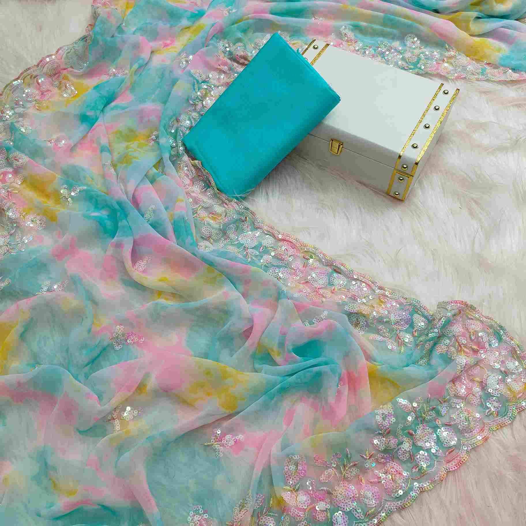 Vs-Harshi By Fashid Wholesale 01 To 03 Series Indian Traditional Wear Collection Beautiful Stylish Fancy Colorful Party Wear & Occasional Wear Chiffon Georgette Sarees At Wholesale Price