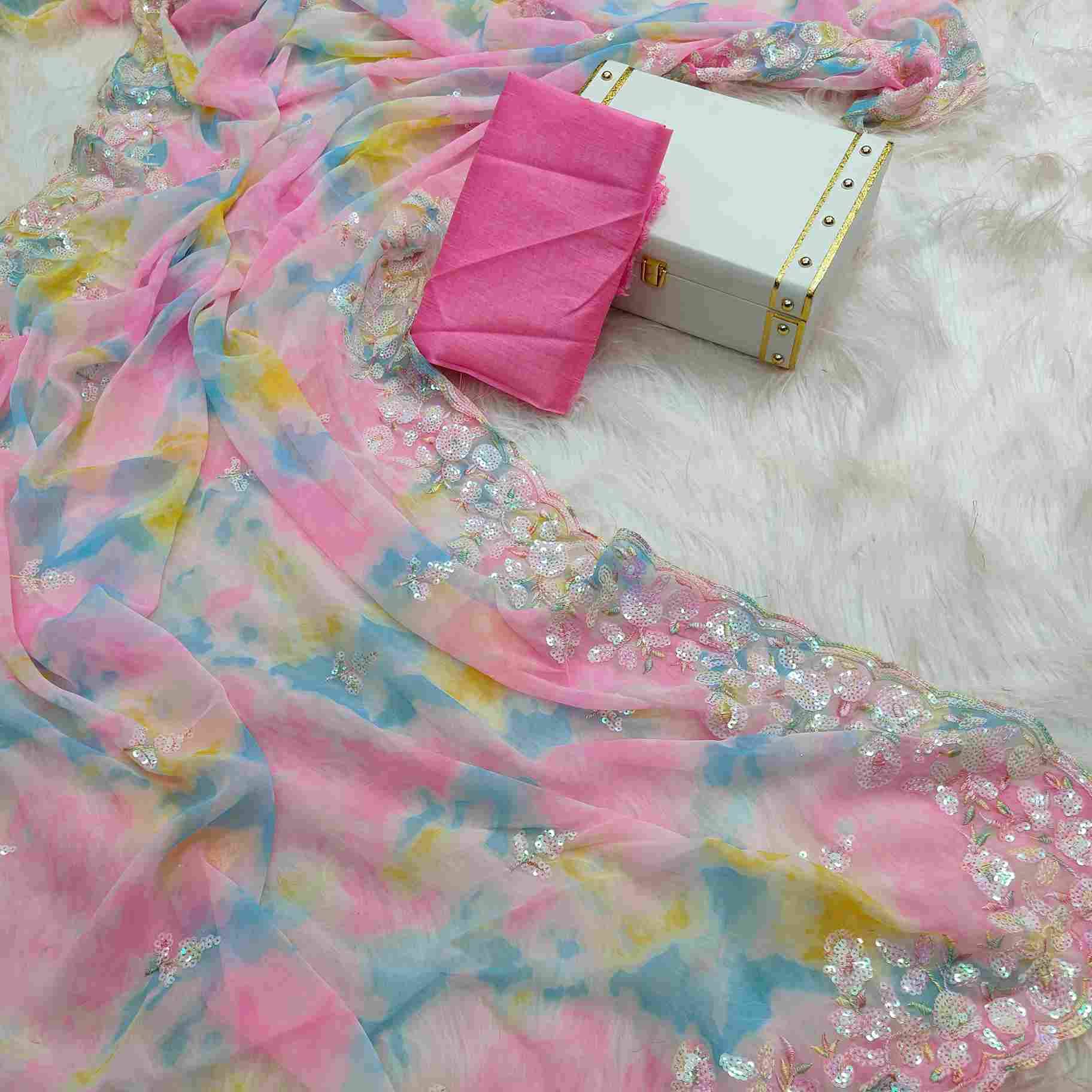 Vs-Harshi By Fashid Wholesale 01 To 03 Series Indian Traditional Wear Collection Beautiful Stylish Fancy Colorful Party Wear & Occasional Wear Chiffon Georgette Sarees At Wholesale Price