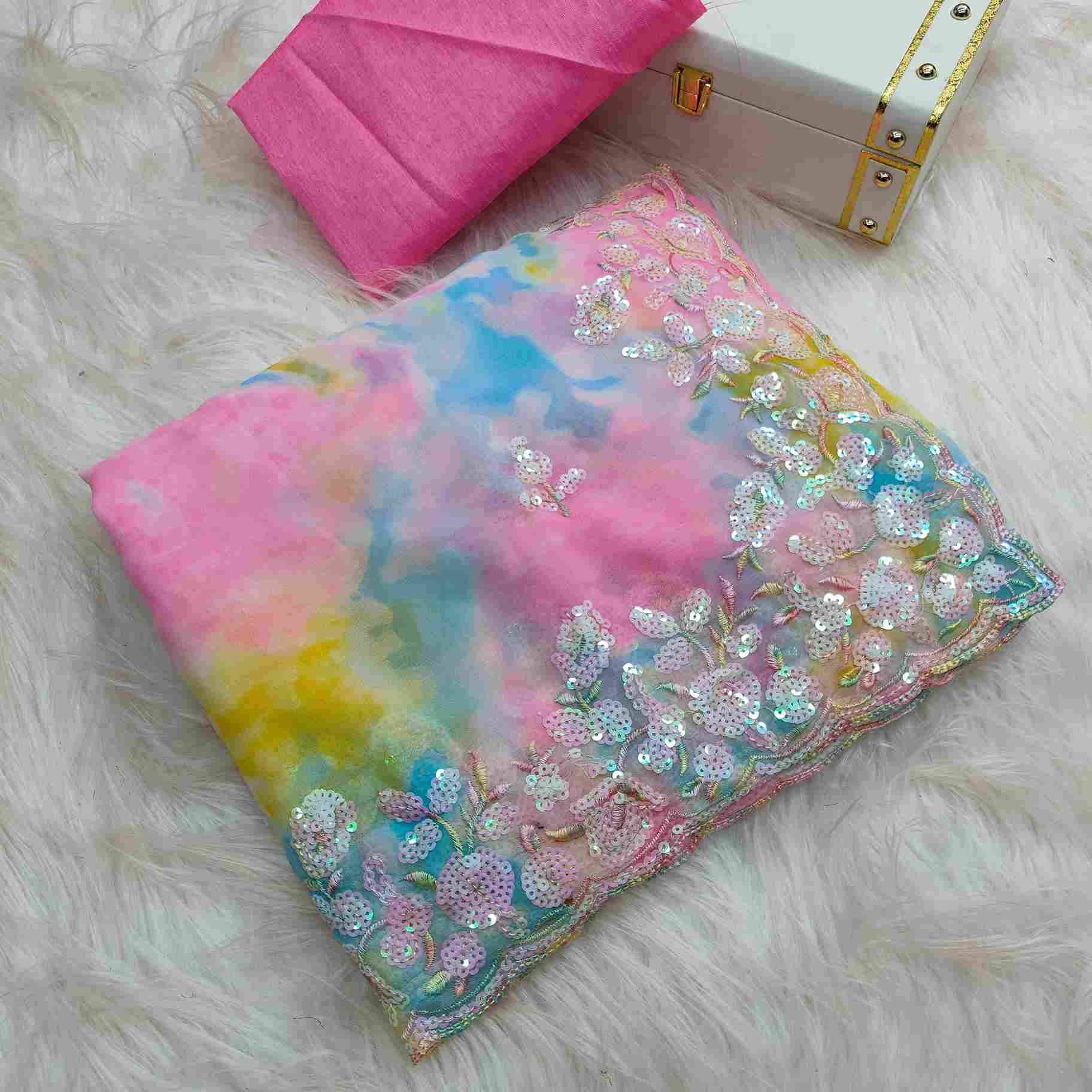 Vs-Harshi By Fashid Wholesale 01 To 03 Series Indian Traditional Wear Collection Beautiful Stylish Fancy Colorful Party Wear & Occasional Wear Chiffon Georgette Sarees At Wholesale Price