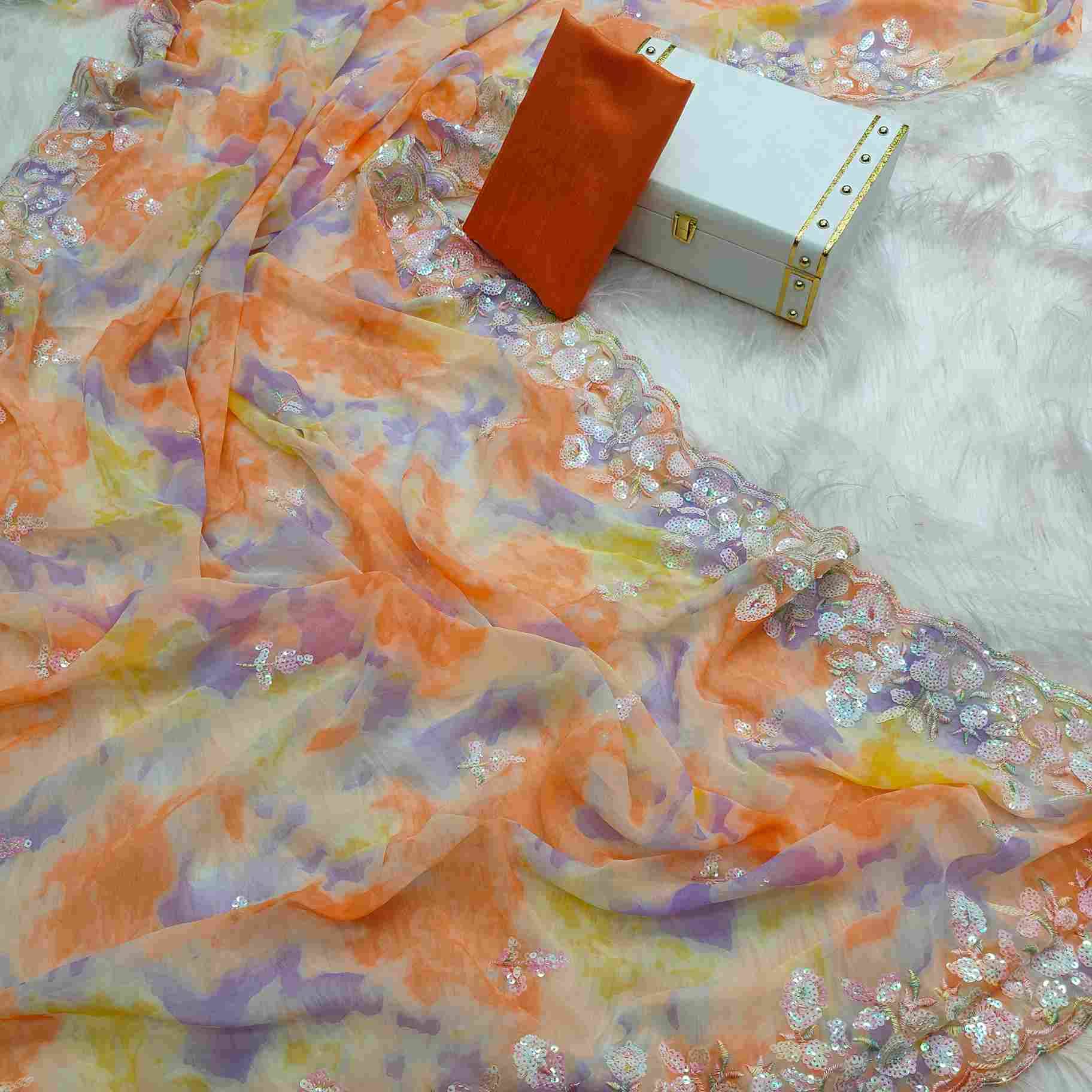 Vs-Harshi By Fashid Wholesale 01 To 03 Series Indian Traditional Wear Collection Beautiful Stylish Fancy Colorful Party Wear & Occasional Wear Chiffon Georgette Sarees At Wholesale Price