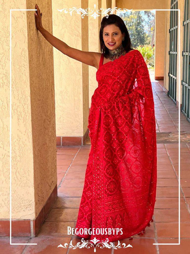 Vs-Sonam By Fashid Wholesale Indian Traditional Wear Collection Beautiful Stylish Fancy Colorful Party Wear & Occasional Wear Faux Georgette Sarees At Wholesale Price