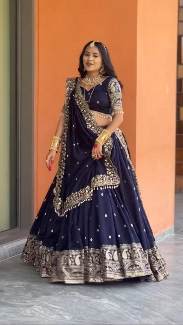 Pc-47 By Fashid Wholesale 01 To 03 Series Navratri Wear Collection Beautiful Stylish Colorful Fancy Party Wear & Occasional Wear Vichitra Silk Lehengas At Wholesale Price