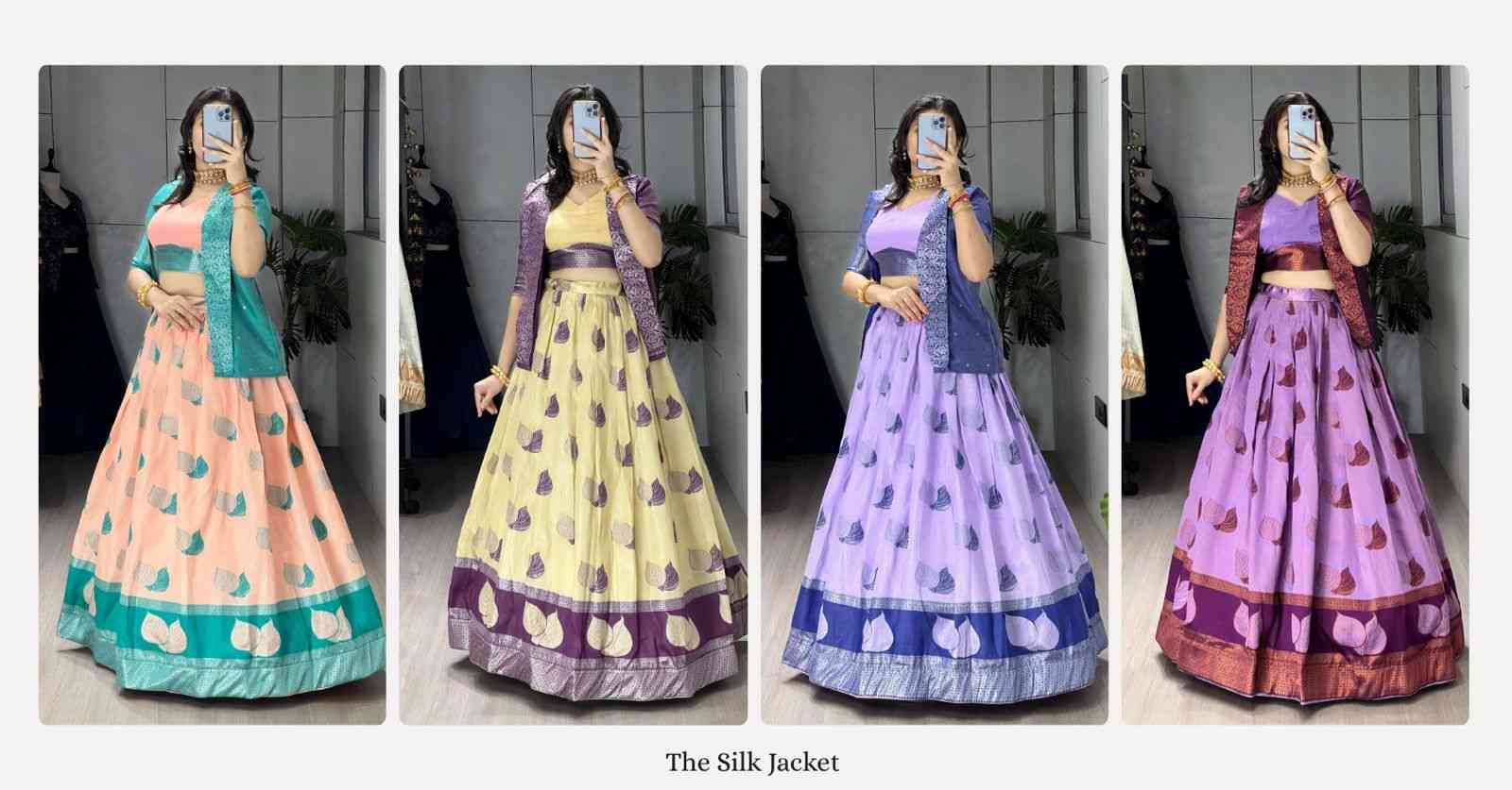 Gr-8220 By Fashid Wholesale 01 To 04 Series Navratri Wear Collection Beautiful Stylish Colorful Fancy Party Wear & Occasional Wear Jacquard Silk Lehengas At Wholesale Price