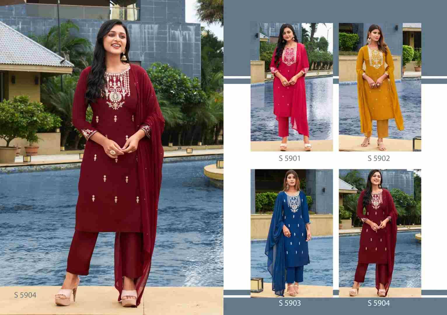 Mahira Vol-2 By SBS 5901 To 5904 Series Beautiful Festive Suits Colorful Stylish Fancy Casual Wear & Ethnic Wear Chinnon Silk Dresses At Wholesale Price