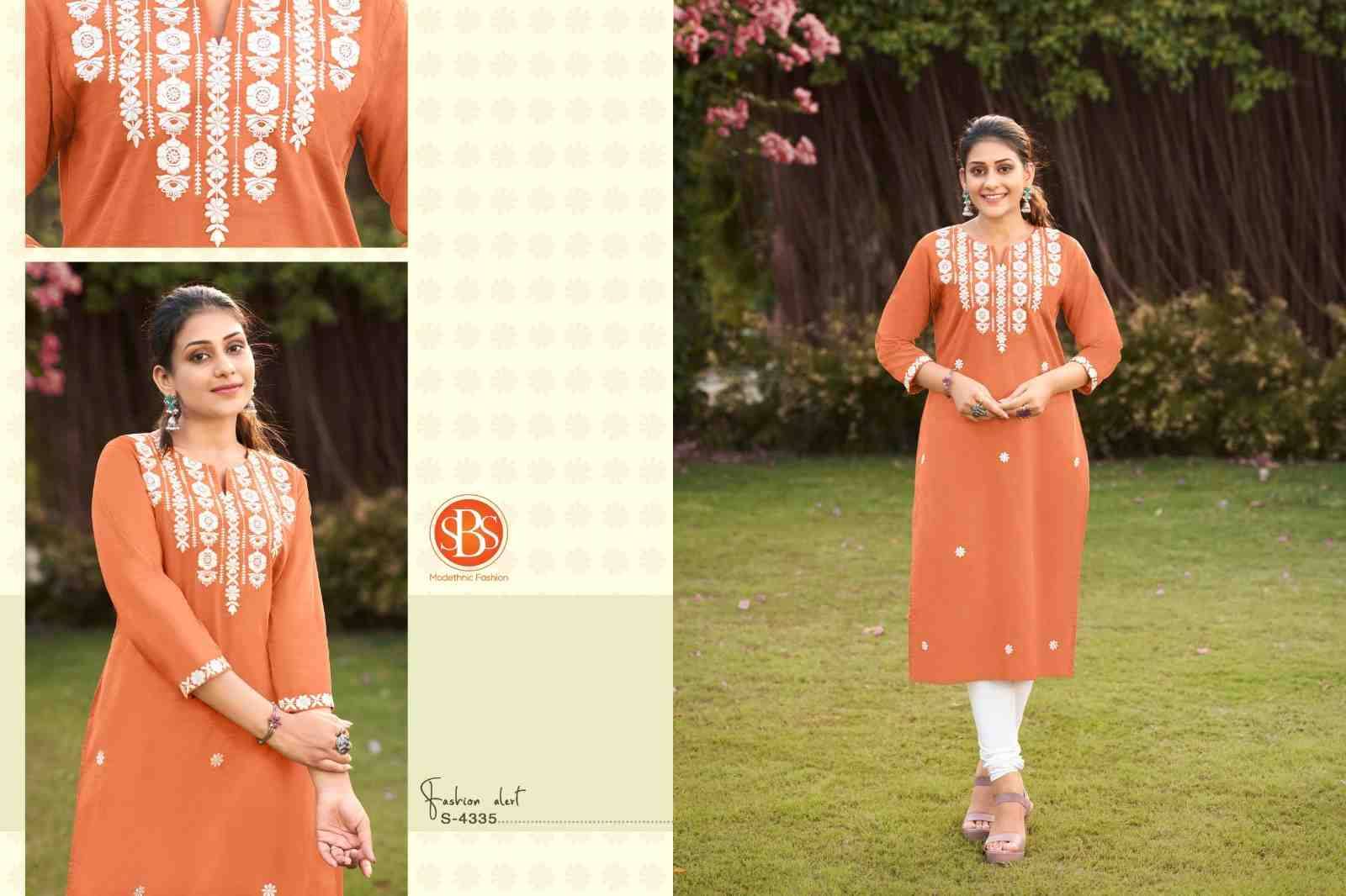 Anjali By SBS 4335 To 4338 Series Beautiful Fancy Colorful Stylish Party Wear & Occasional Wear Cotton With Work Kurtis At Wholesale Price