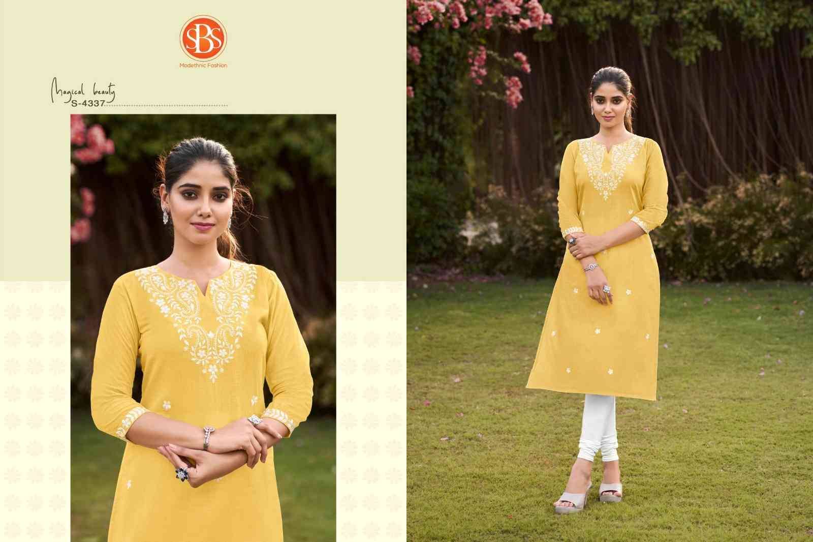 Anjali By SBS 4335 To 4338 Series Beautiful Fancy Colorful Stylish Party Wear & Occasional Wear Cotton With Work Kurtis At Wholesale Price