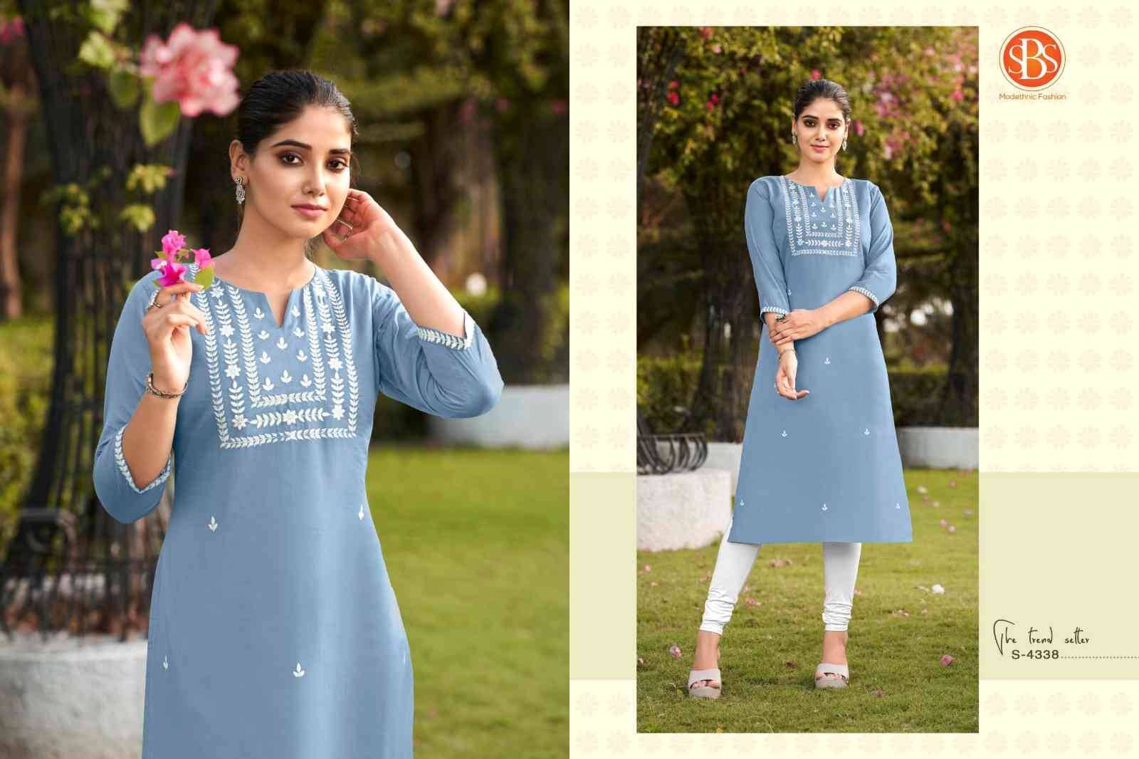Anjali By SBS 4335 To 4338 Series Beautiful Fancy Colorful Stylish Party Wear & Occasional Wear Cotton With Work Kurtis At Wholesale Price