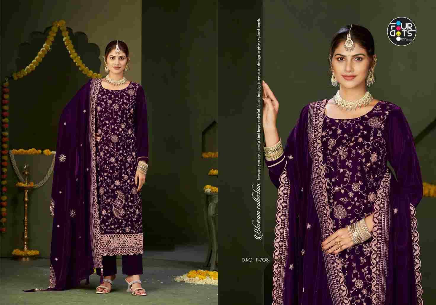 Zilpah By Four Dots 7081 To 7084 Series Designer Stylish Fancy Colorful Beautiful Party Wear & Ethnic Wear Collection Premium Velvet Dresses At Wholesale Price