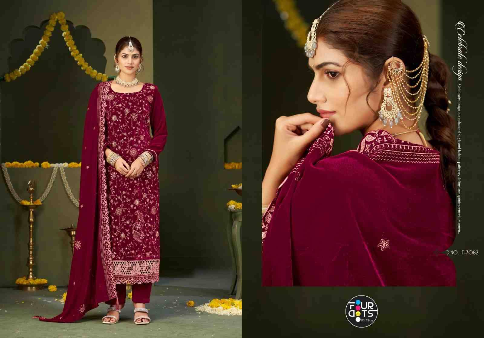 Zilpah By Four Dots 7081 To 7084 Series Designer Stylish Fancy Colorful Beautiful Party Wear & Ethnic Wear Collection Premium Velvet Dresses At Wholesale Price