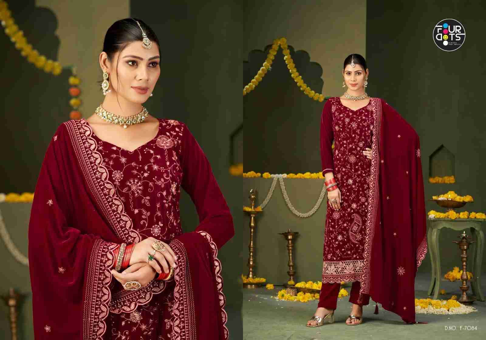 Zilpah By Four Dots 7081 To 7084 Series Designer Stylish Fancy Colorful Beautiful Party Wear & Ethnic Wear Collection Premium Velvet Dresses At Wholesale Price