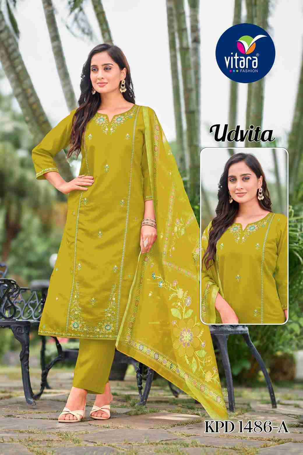 Udvita By Vitara 1486-A To 1486-D Series Designer Stylish Fancy Colorful Beautiful Party Wear & Ethnic Wear Collection Pure Roman Silk Dresses At Wholesale Price
