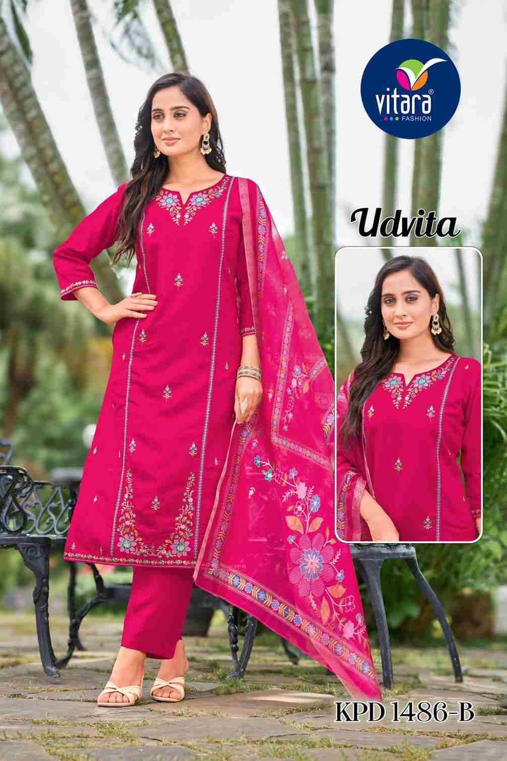 Udvita By Vitara 1486-A To 1486-D Series Designer Stylish Fancy Colorful Beautiful Party Wear & Ethnic Wear Collection Pure Roman Silk Dresses At Wholesale Price