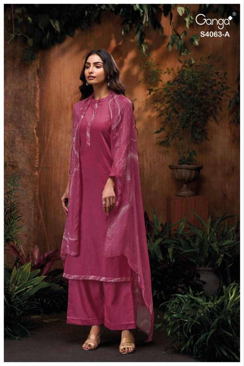 Niviana-4063 By Ganga Fashion 4063-A To 4063-D Series Beautiful Festive Suits Stylish Colorful Fancy Casual Wear & Ethnic Wear Pure Cotton Silk Print Dresses At Wholesale Price