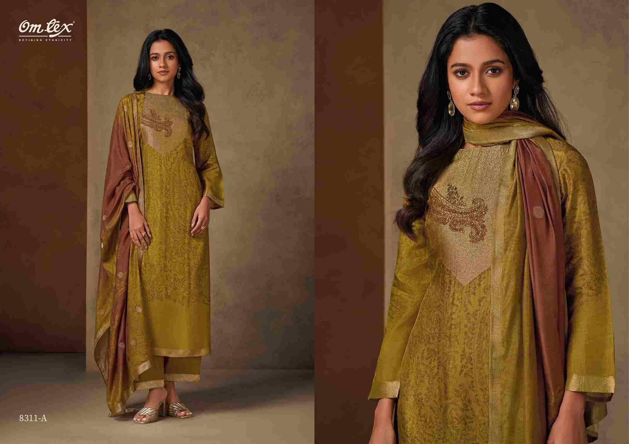 Amelia By Om Tex 8311-A To 8311-D Series Beautiful Festive Suits Colorful Stylish Fancy Casual Wear & Ethnic Wear Pure Silk Jacquard Dresses At Wholesale Price