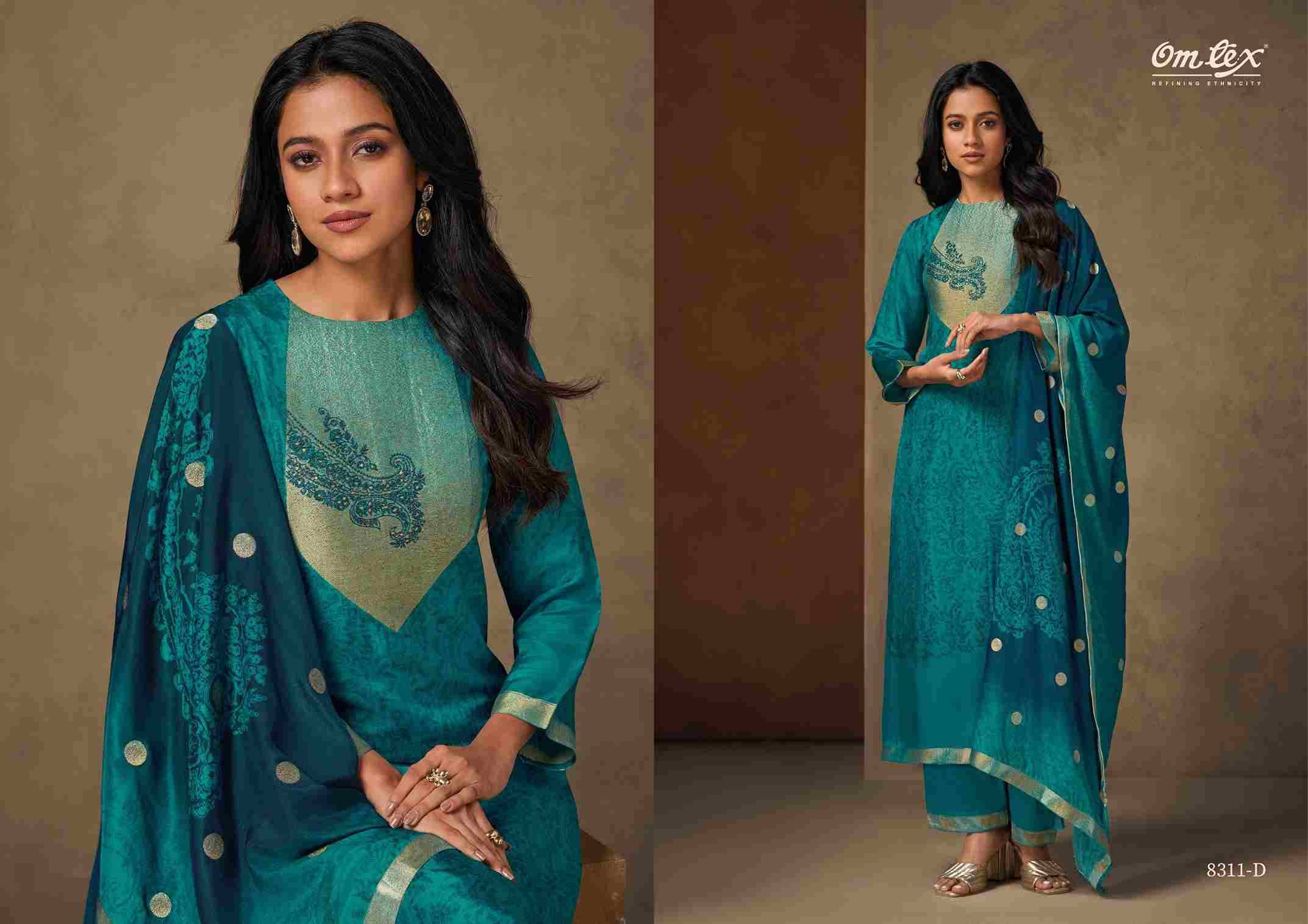 Amelia By Om Tex 8311-A To 8311-D Series Beautiful Festive Suits Colorful Stylish Fancy Casual Wear & Ethnic Wear Pure Silk Jacquard Dresses At Wholesale Price