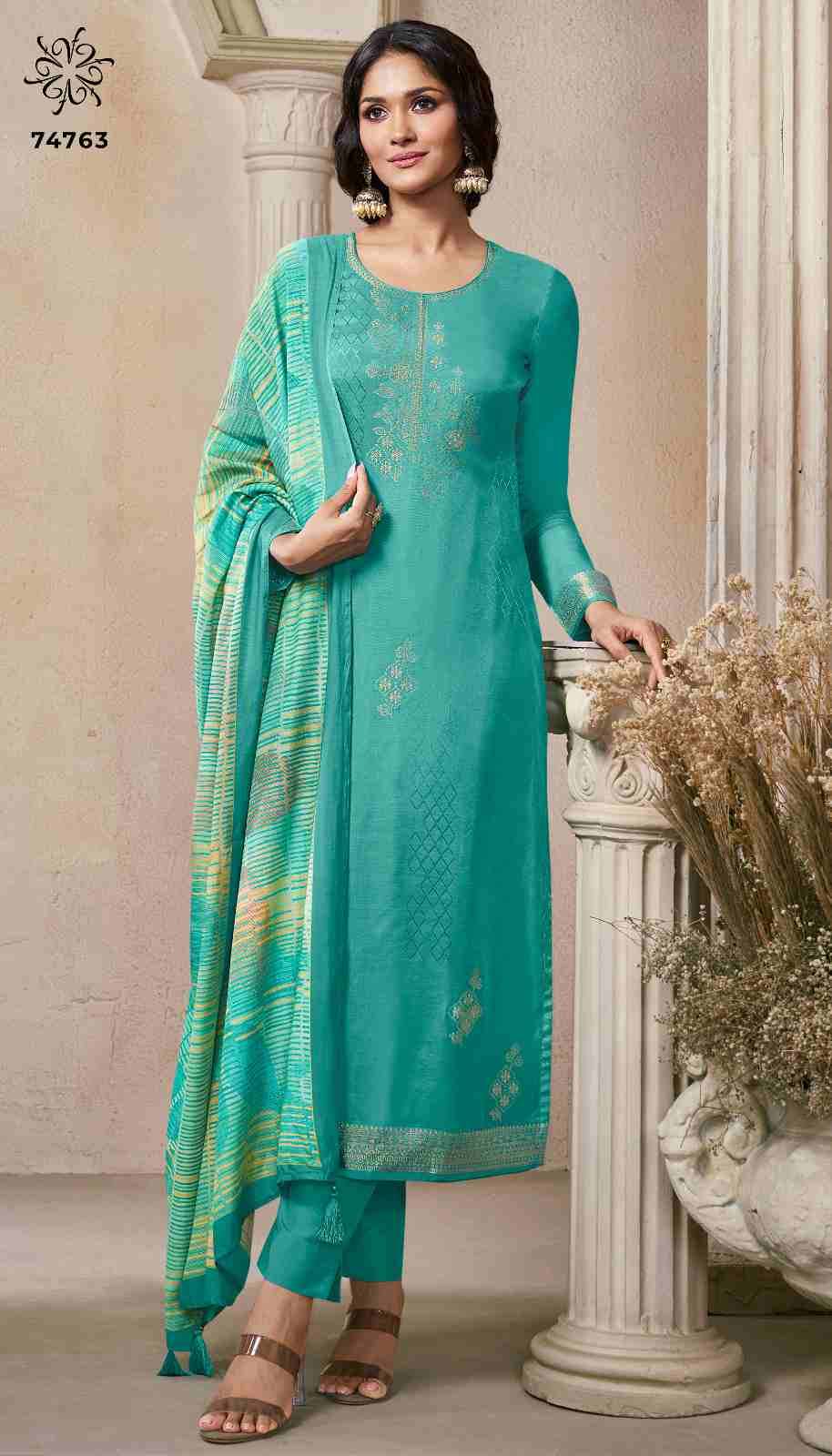 Navya Vol-4 By Kuleesh 74761 To 74764 Series Designer Festive Suits Collection Beautiful Stylish Fancy Colorful Party Wear & Occasional Wear Muslin Dresses At Wholesale Price