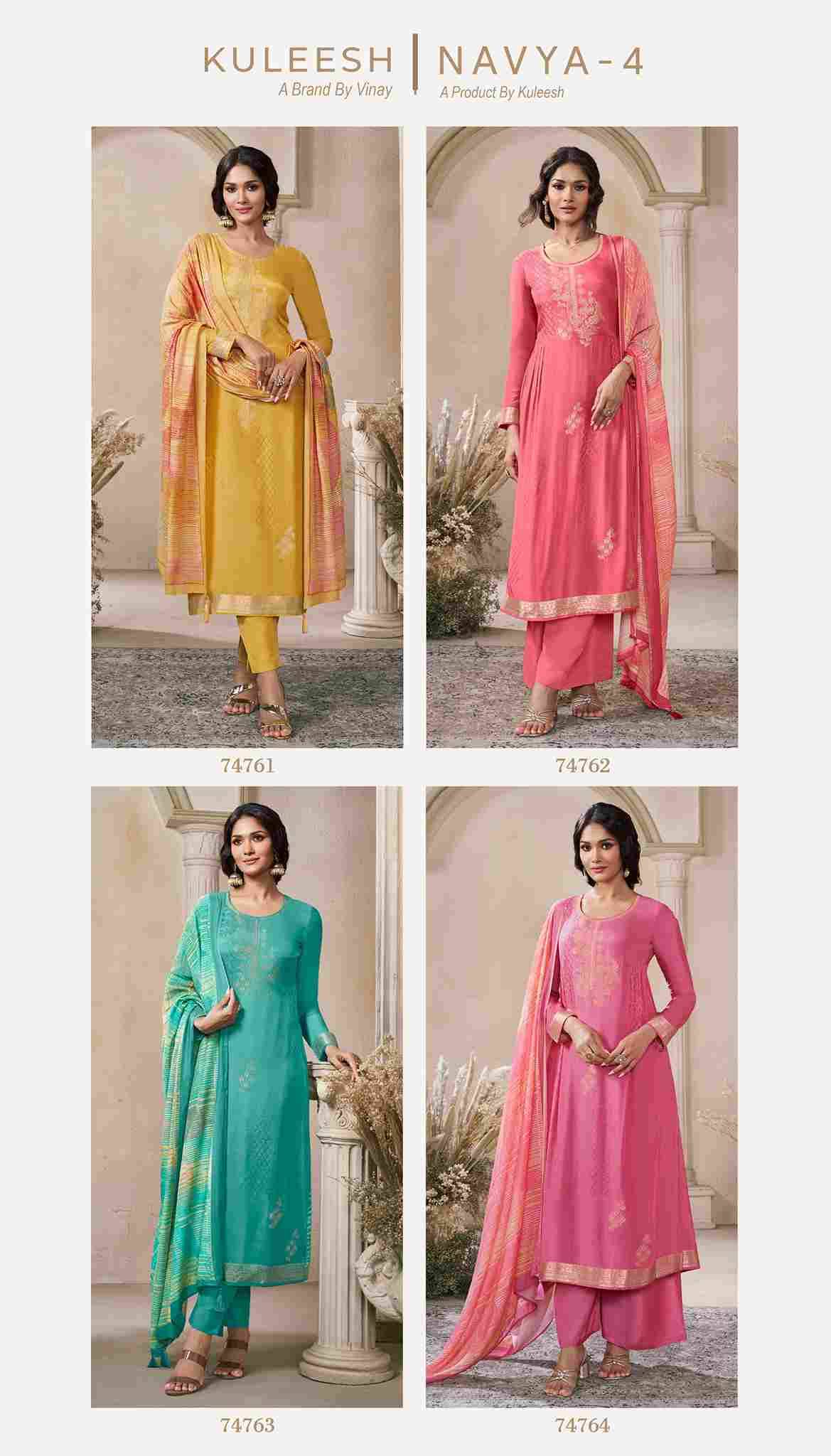 Navya Vol-4 By Kuleesh 74761 To 74764 Series Designer Festive Suits Collection Beautiful Stylish Fancy Colorful Party Wear & Occasional Wear Muslin Dresses At Wholesale Price