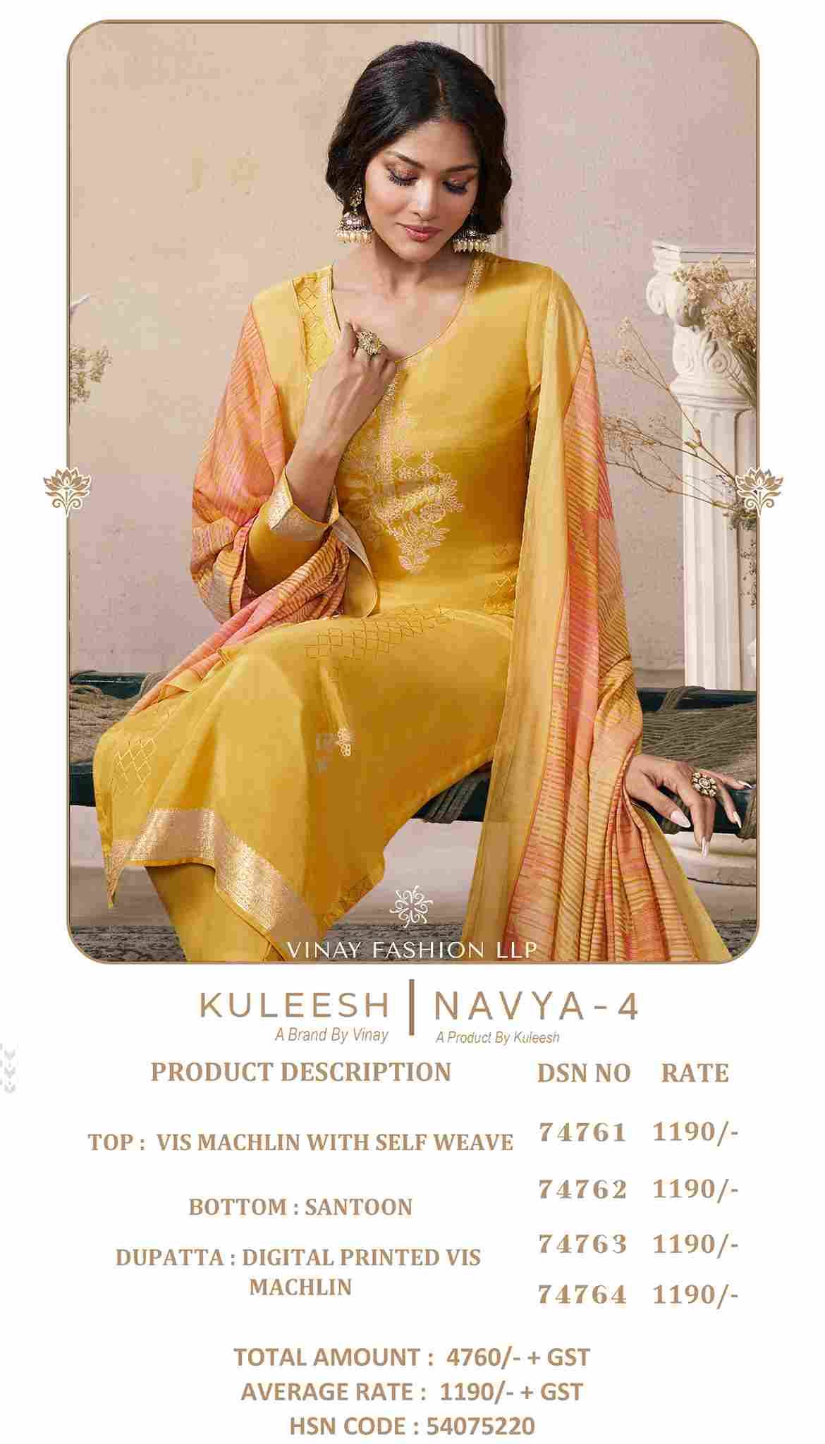 Navya Vol-4 By Kuleesh 74761 To 74764 Series Designer Festive Suits Collection Beautiful Stylish Fancy Colorful Party Wear & Occasional Wear Muslin Dresses At Wholesale Price