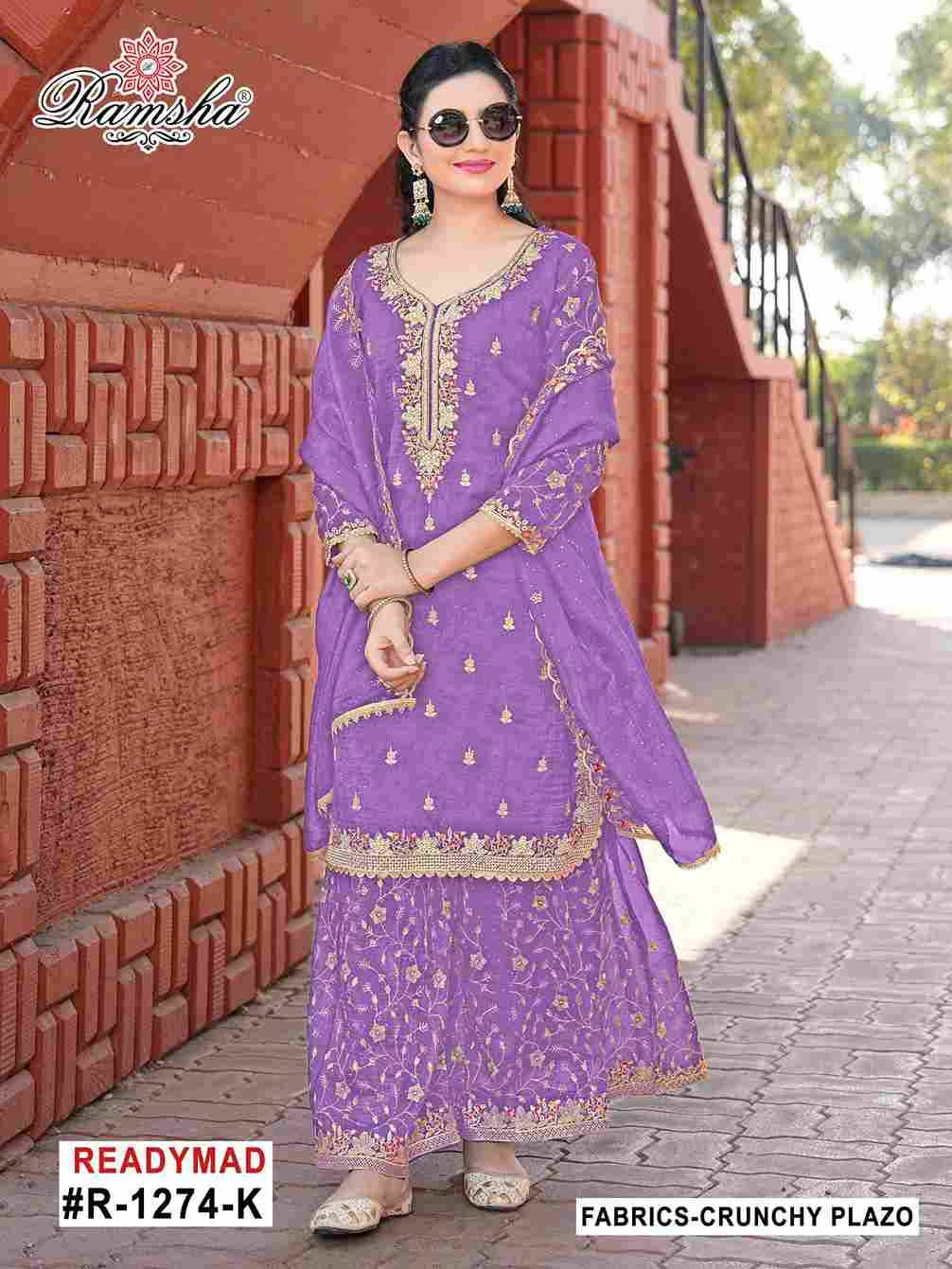 Ramsha 1274 Colours Vol-3 By Ramsha 1274-I To 1274-L Series Designer Pakistani Suits Beautiful Fancy Colorful Stylish Party Wear & Occasional Wear Crunchy Embroidered Dresses At Wholesale Price