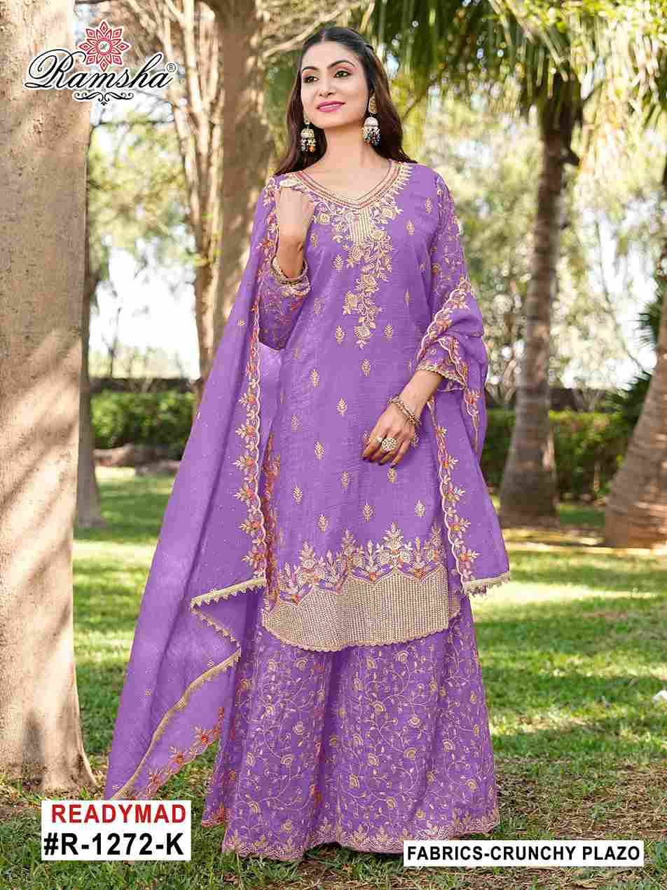 Ramsha 1272 Colours Vol-3 By Ramsha 1272-I To 1272-L Series Designer Pakistani Suits Beautiful Fancy Colorful Stylish Party Wear & Occasional Wear Crunchy Embroidered Dresses At Wholesale Price
