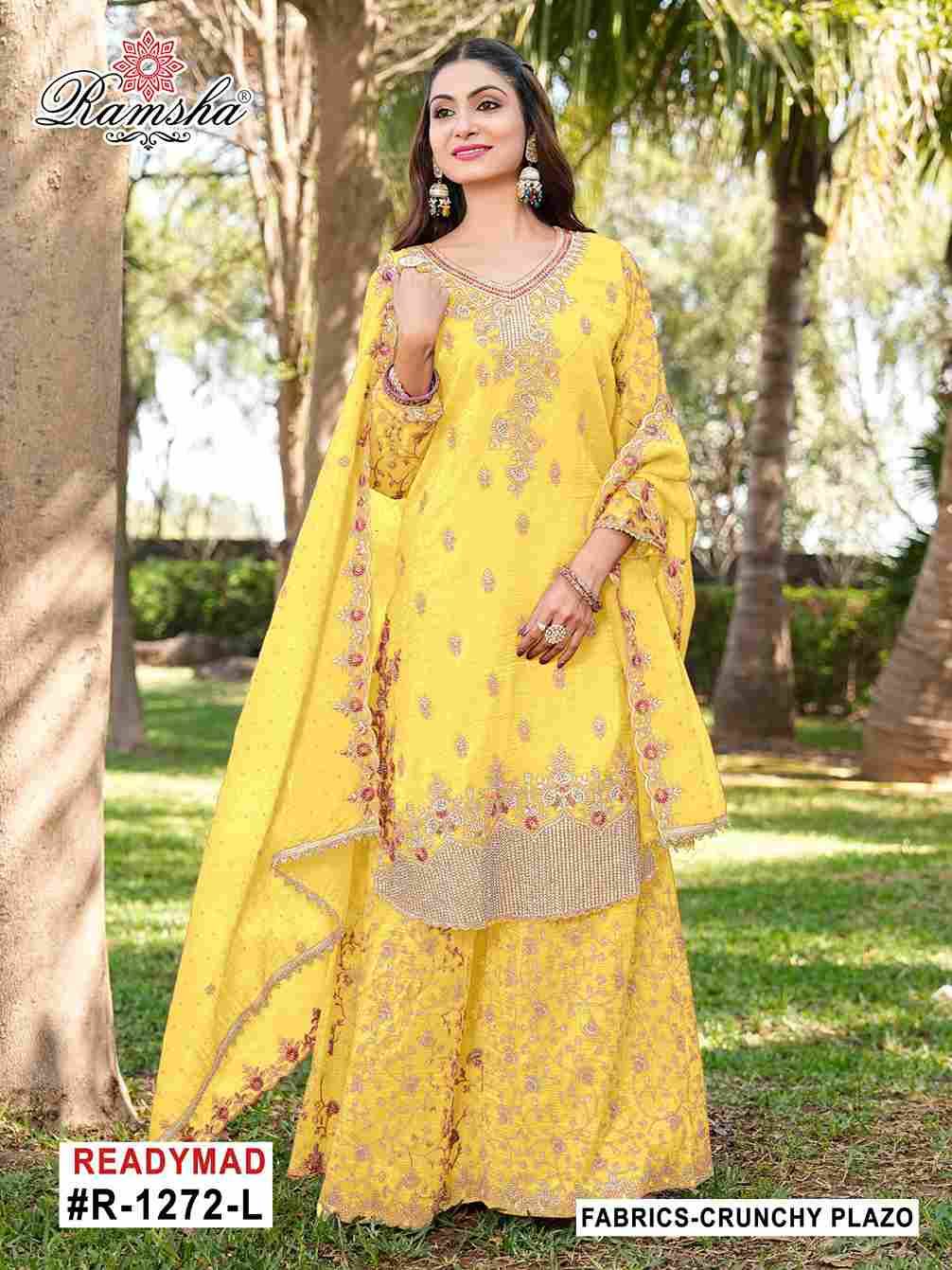 Ramsha 1272 Colours Vol-3 By Ramsha 1272-I To 1272-L Series Designer Pakistani Suits Beautiful Fancy Colorful Stylish Party Wear & Occasional Wear Crunchy Embroidered Dresses At Wholesale Price