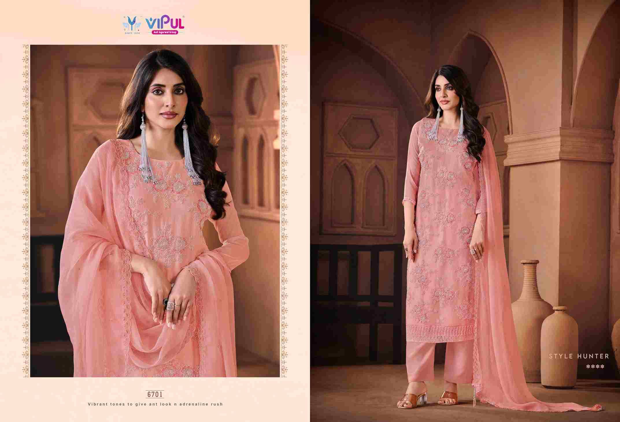 Arissa By Vipul Fashion 6701 To 6705 Series Designer Festive Suits Beautiful Fancy Stylish Colorful Party Wear & Occasional Wear Chiffon Dresses At Wholesale Price