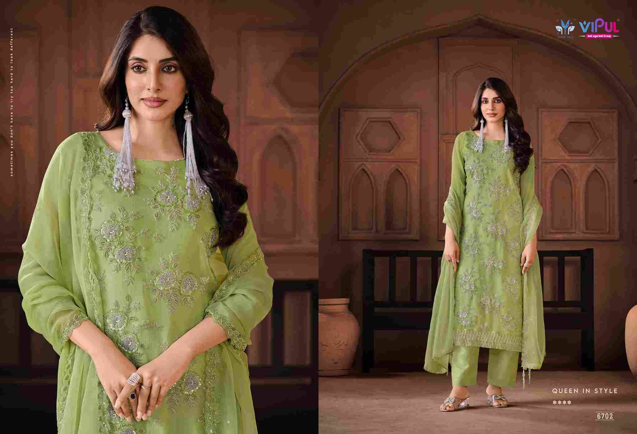 Arissa By Vipul Fashion 6701 To 6705 Series Designer Festive Suits Beautiful Fancy Stylish Colorful Party Wear & Occasional Wear Chiffon Dresses At Wholesale Price