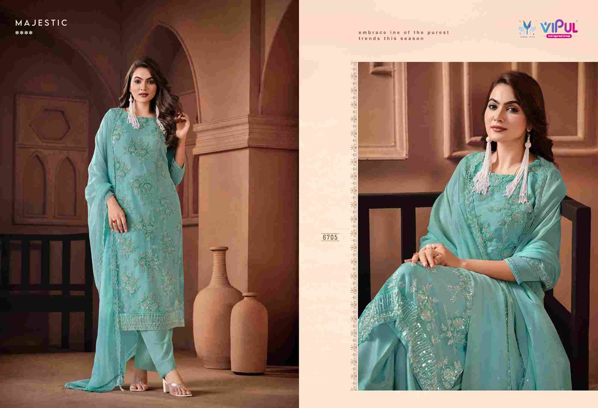 Arissa By Vipul Fashion 6701 To 6705 Series Designer Festive Suits Beautiful Fancy Stylish Colorful Party Wear & Occasional Wear Chiffon Dresses At Wholesale Price
