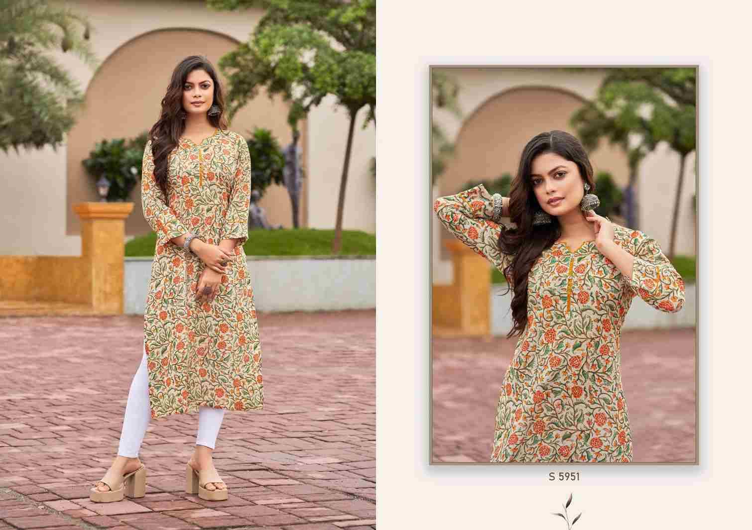 Sayali By SBS 5951 To 5956 Series Beautiful Fancy Colorful Stylish Party Wear & Occasional Wear Cotton With Work Kurtis At Wholesale Price