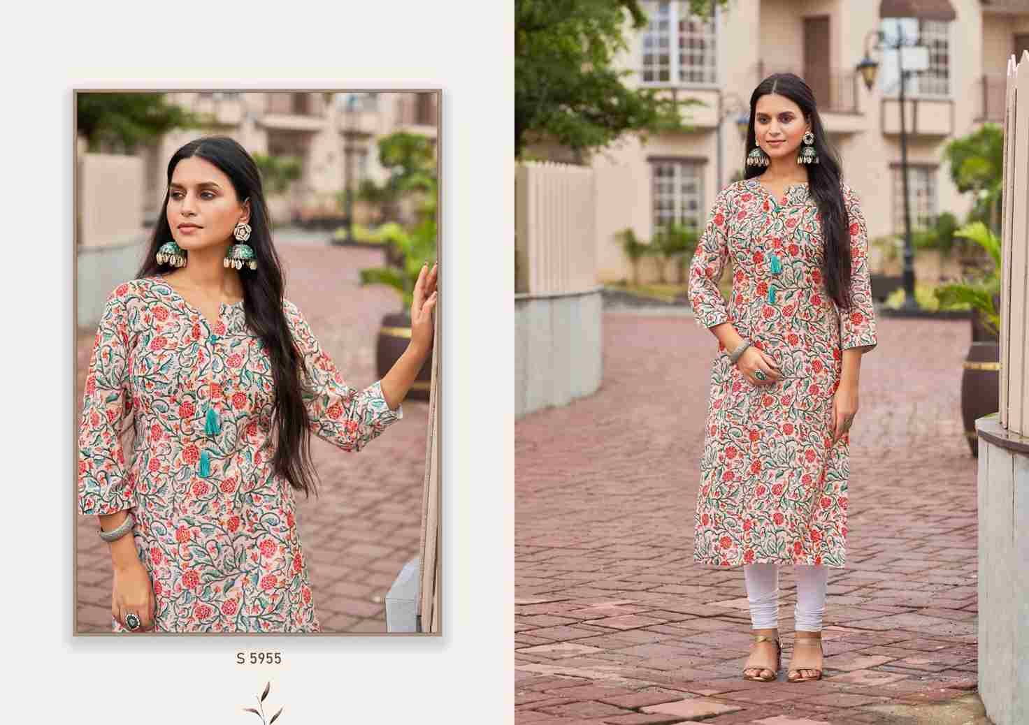 Sayali By SBS 5951 To 5956 Series Beautiful Fancy Colorful Stylish Party Wear & Occasional Wear Cotton With Work Kurtis At Wholesale Price