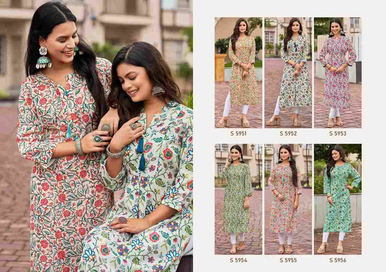 Sayali By SBS 5951 To 5956 Series Beautiful Fancy Colorful Stylish Party Wear & Occasional Wear Cotton With Work Kurtis At Wholesale Price